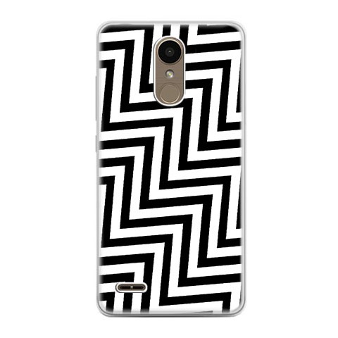 Etui na telefon LG K10 2017 - czarno - biały Zyg Zag.