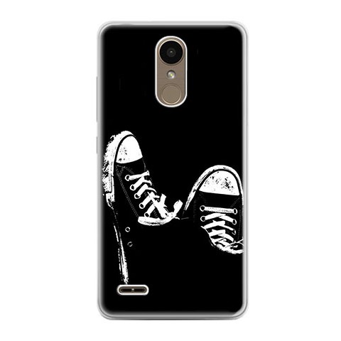 Etui na telefon LG K10 2017 - czarno - białe trampki.