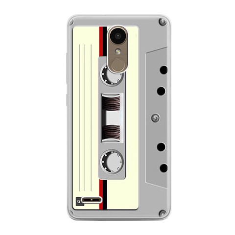 Etui na telefon LG K10 2017 - kaseta retro - biała.