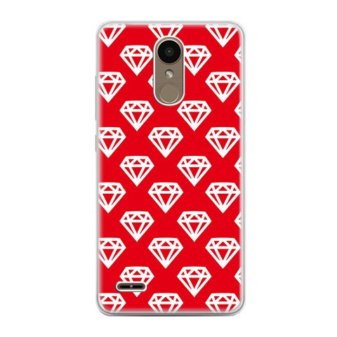 Etui na telefon LG K10 2017 - czerwone diamenty.