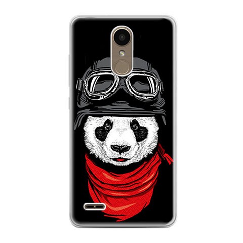 Etui na telefon LG K10 2017 - panda w czapce.