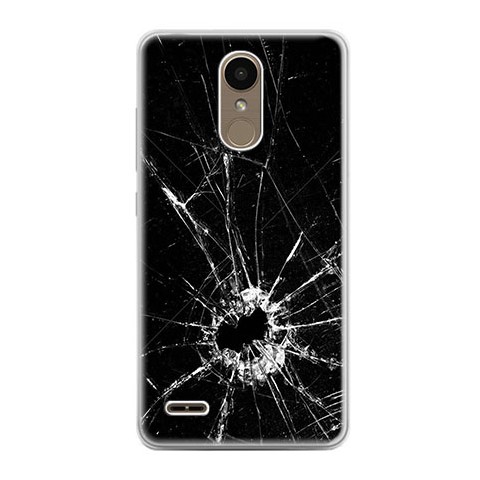 Etui na telefon LG K10 2017 - czarna rozbita szyba.