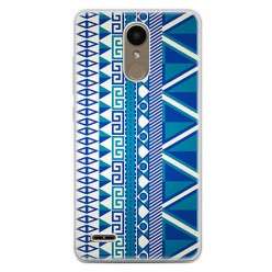 Etui na telefon LG K10 2017 - niebieski wzór aztecki.