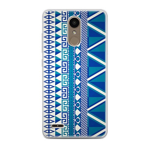 Etui na telefon LG K10 2017 - niebieski wzór aztecki.