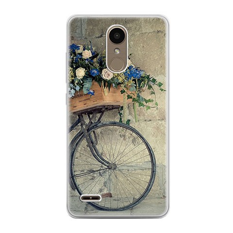 Etui na telefon LG K10 2017 - rower z kwiatami.