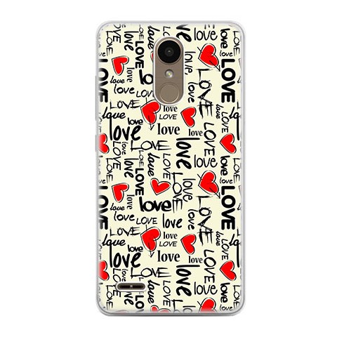 Etui na telefon LG K10 2017 - czerwone serduszka Love.
