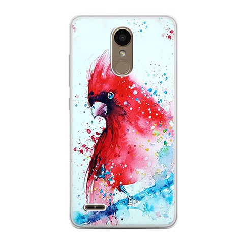Etui na telefon LG K10 2017 - czerwona papuga watercolor.
