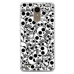 Etui na telefon LG K10 2017 - czarno - białe czaszki.