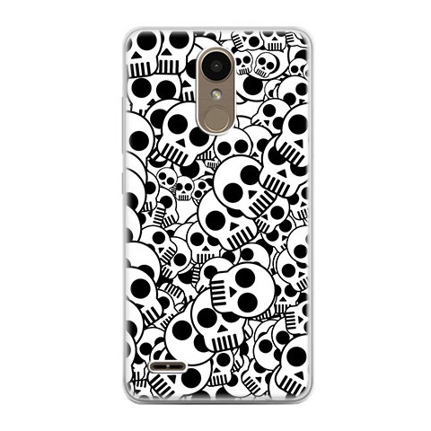 Etui na telefon LG K10 2017 - czarno - białe czaszki.