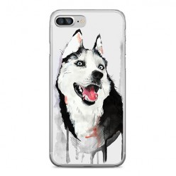 Apple iPhone 8 Plus - silikonowe etui na telefon - Pies Husky watercolor.