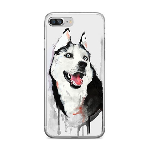 Apple iPhone 8 Plus - silikonowe etui na telefon - Pies Husky watercolor.