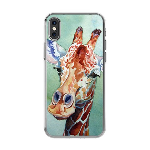 Apple iPhone X - silikonowe etui na telefon - Żyrafa watercolor.