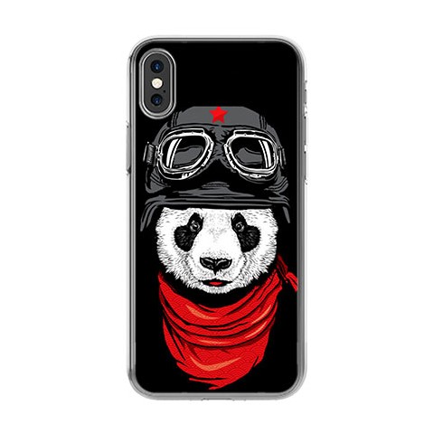 Apple iPhone Xs - silikonowe etui na telefon - Panda w czapce.