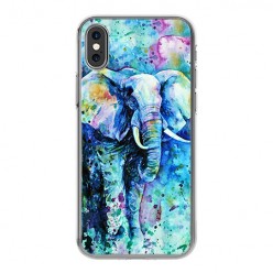 Apple iPhone Xs - silikonowe etui na telefon - Kolorowy słoń.