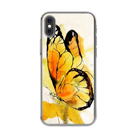 Apple iPhone Xs - silikonowe etui na telefon - Motyl watercolor.