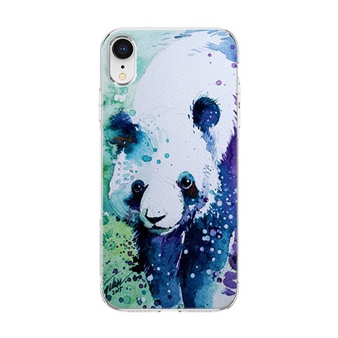 Apple iPhone XR - silikonowe etui na telefon - Miś panda watercolor.