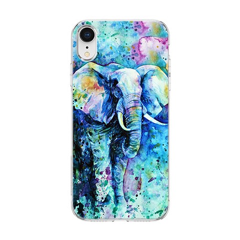 Apple iPhone XR - silikonowe etui na telefon - Kolorowy słoń.