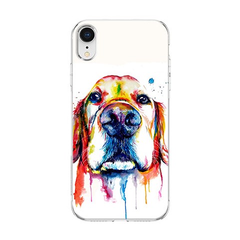 Apple iPhone XR - silikonowe etui na telefon - Pies labrador watercolor.