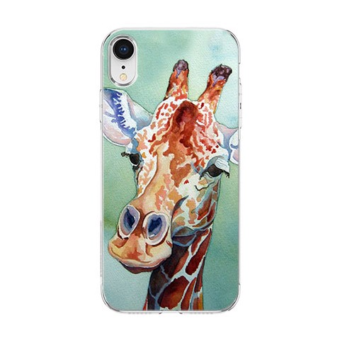 Apple iPhone XR - silikonowe etui na telefon - Żyrafa watercolor.