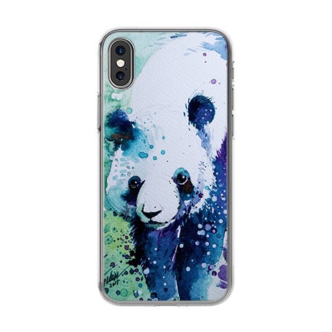 Apple iPhone Xs Max - silikonowe etui na telefon - Miś panda watercolor.
