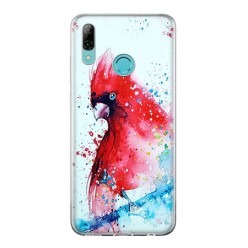 Huawei P Smart 2019 - silikonowe etui na telefon - Czerwona papuga watercolor.