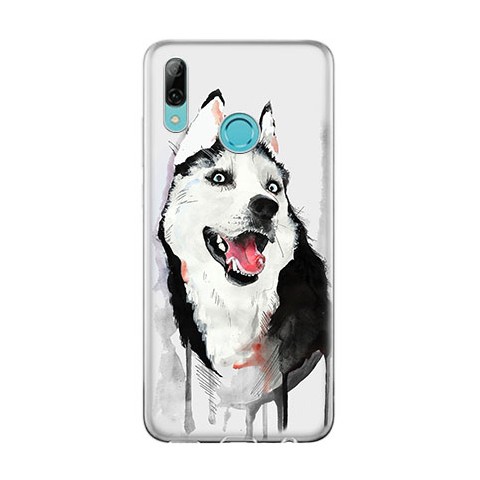 Huawei P Smart 2019 - silikonowe etui na telefon - Pies Husky watercolor.