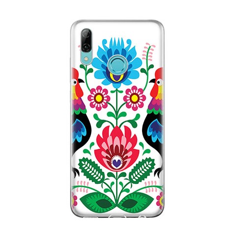 Huawei P Smart 2019 - silikonowe etui na telefon - Łowickie wzory kwiaty.
