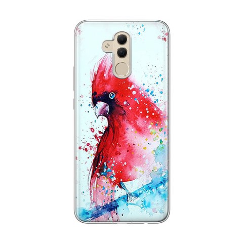 Huawei Mate 20 Lite - silikonowe etui na telefon - Czerwona papuga watercolor.