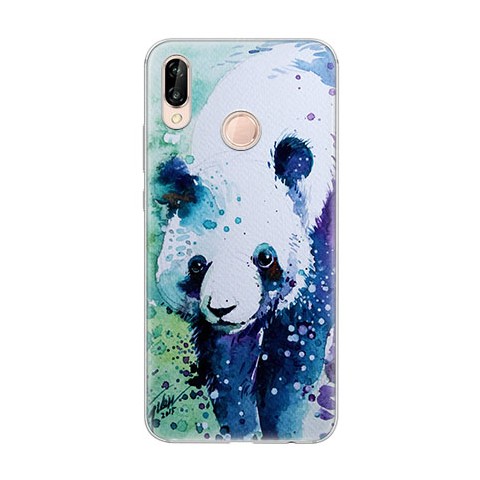 Huawei P20 Lite - silikonowe etui na telefon - Miś panda watercolor.