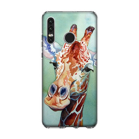 Huawei P30 Lite - silikonowe etui na telefon - Żyrafa watercolor.