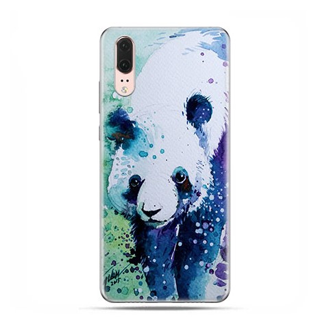 Huawei P20 - silikonowe etui na telefon - Miś panda watercolor.