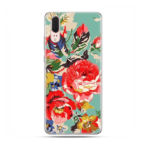 Huawei P20 - silikonowe etui na telefon - Kolorowe róże.