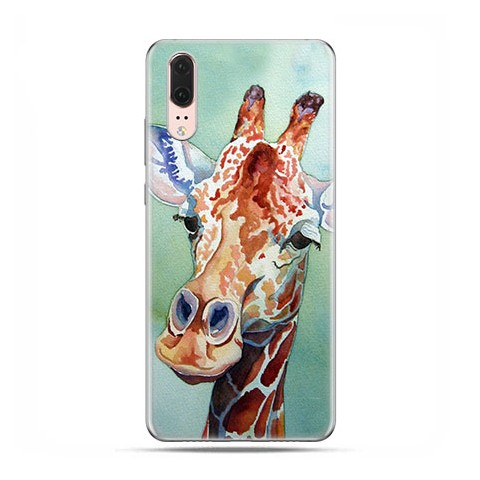 Huawei P20 - silikonowe etui na telefon - Żyrafa watercolor.