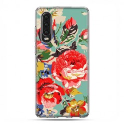 Huawei P30 - silikonowe etui na telefon - Kolorowe róże.