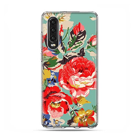 Huawei P30 - silikonowe etui na telefon - Kolorowe róże.