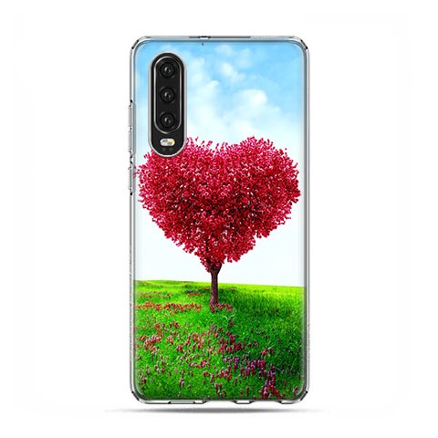 Huawei P30 - silikonowe etui na telefon - Serce z drzewa.