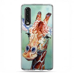 Huawei P30 - silikonowe etui na telefon - Żyrafa watercolor.