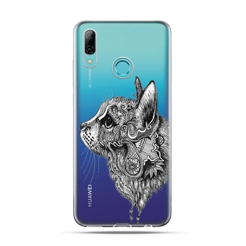 Huawei P Smart 2019 - silikonowe etui na telefon - Szkicowany kot