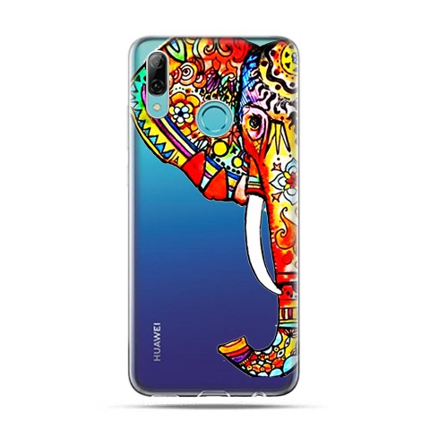 Huawei P Smart 2019 - silikonowe etui na telefon - Kolorowy słoń