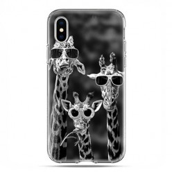 Apple iPhone X / Xs - etui na telefon - Żyrafy w okularach