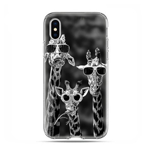 Apple iPhone X / Xs - etui na telefon - Żyrafy w okularach