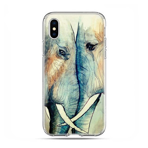 Apple iPhone X / Xs - etui na telefon - Zakochane słonie