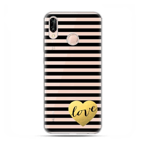 Huawei P20 Lite - etui nakładka na telefon Złote serduszko Love.