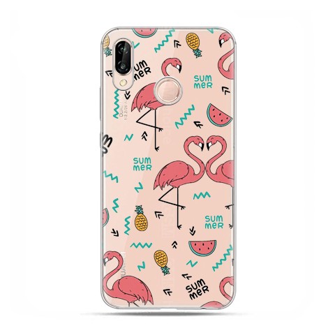 Huawei P20 Lite - etui nakładka na telefon Tańczące flamingi