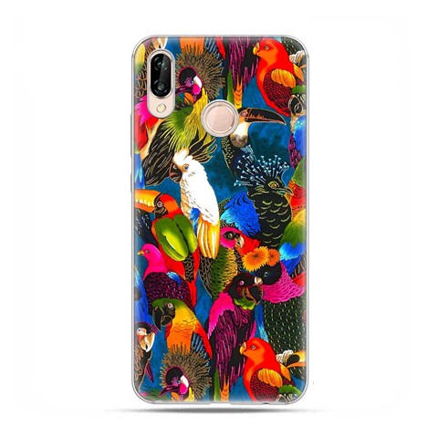 Huawei P20 Lite - etui nakładka na telefon kolorowe papugi