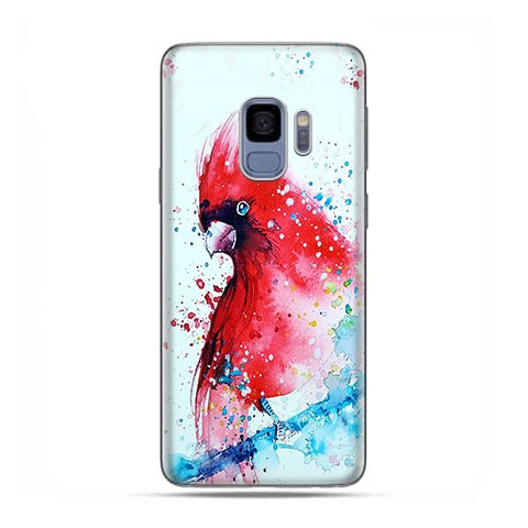 Samsung Galaxy S9 - etui na telefon z grafiką - Czerwona papuga watercolor.