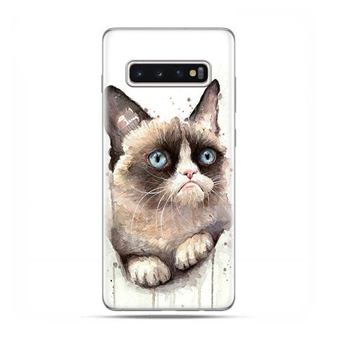 Samsung Galaxy S10 - etui na telefon z grafiką - Kot zrzęda watercolor.