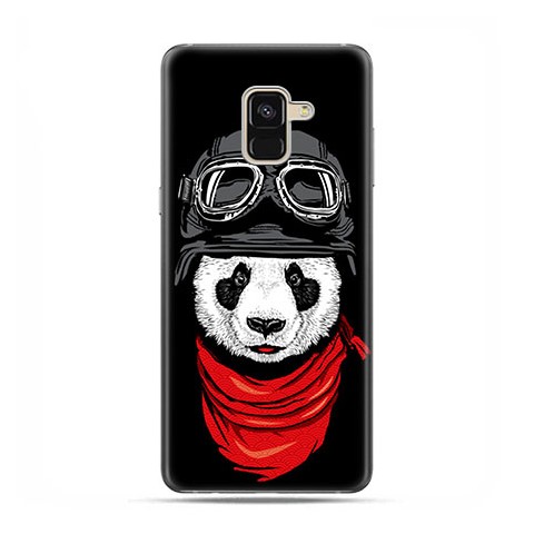 Samsung Galaxy A8 2018 - etui na telefon z grafiką - Panda w czapce.
