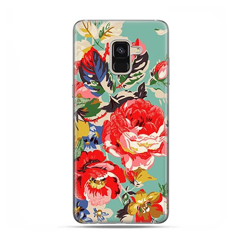 Samsung Galaxy A8 2018 - etui na telefon z grafiką - Kolorowe róże.