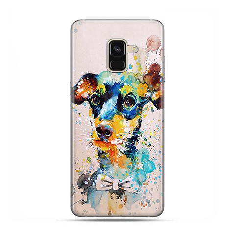 Samsung Galaxy A8 2018 - etui na telefon z grafiką - Szczeniak watercolor.